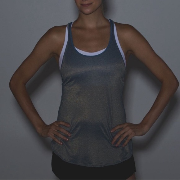 Lululemon What The Sport Singlet Iridescent Tank in Heathered Poseidon Gold Sz 2 - Picture 6 of 10